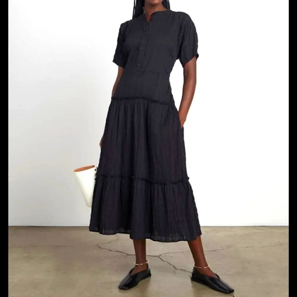 Who what wear collection Sue crinkled cotton jacquard dress, xsmall
